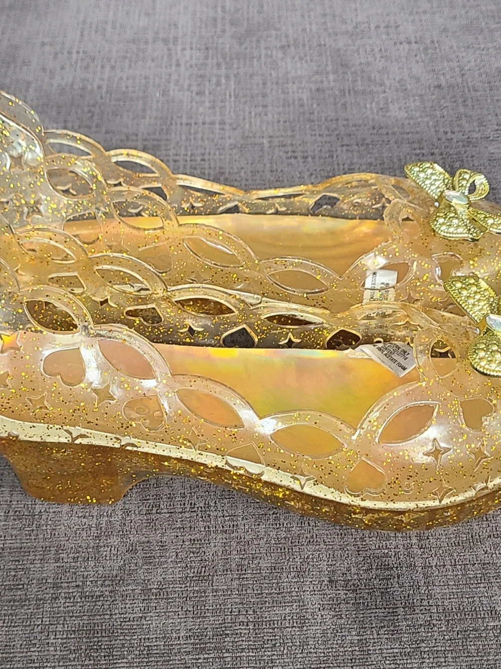 💛Disney Princess Yellow Glitter Jelly Shoes with light up heels💛